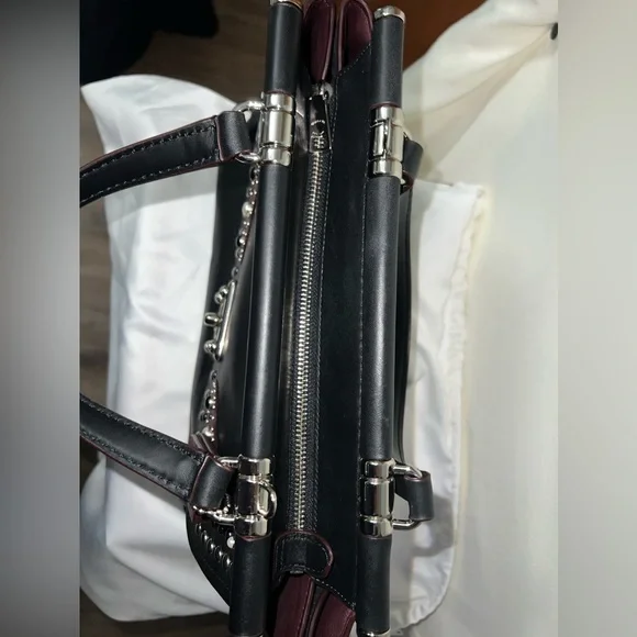 Coach Drifter Grace Pebbled & Suede Leather Studded Framed Satchel NWOT HTF RARE - Picture 7 of 16